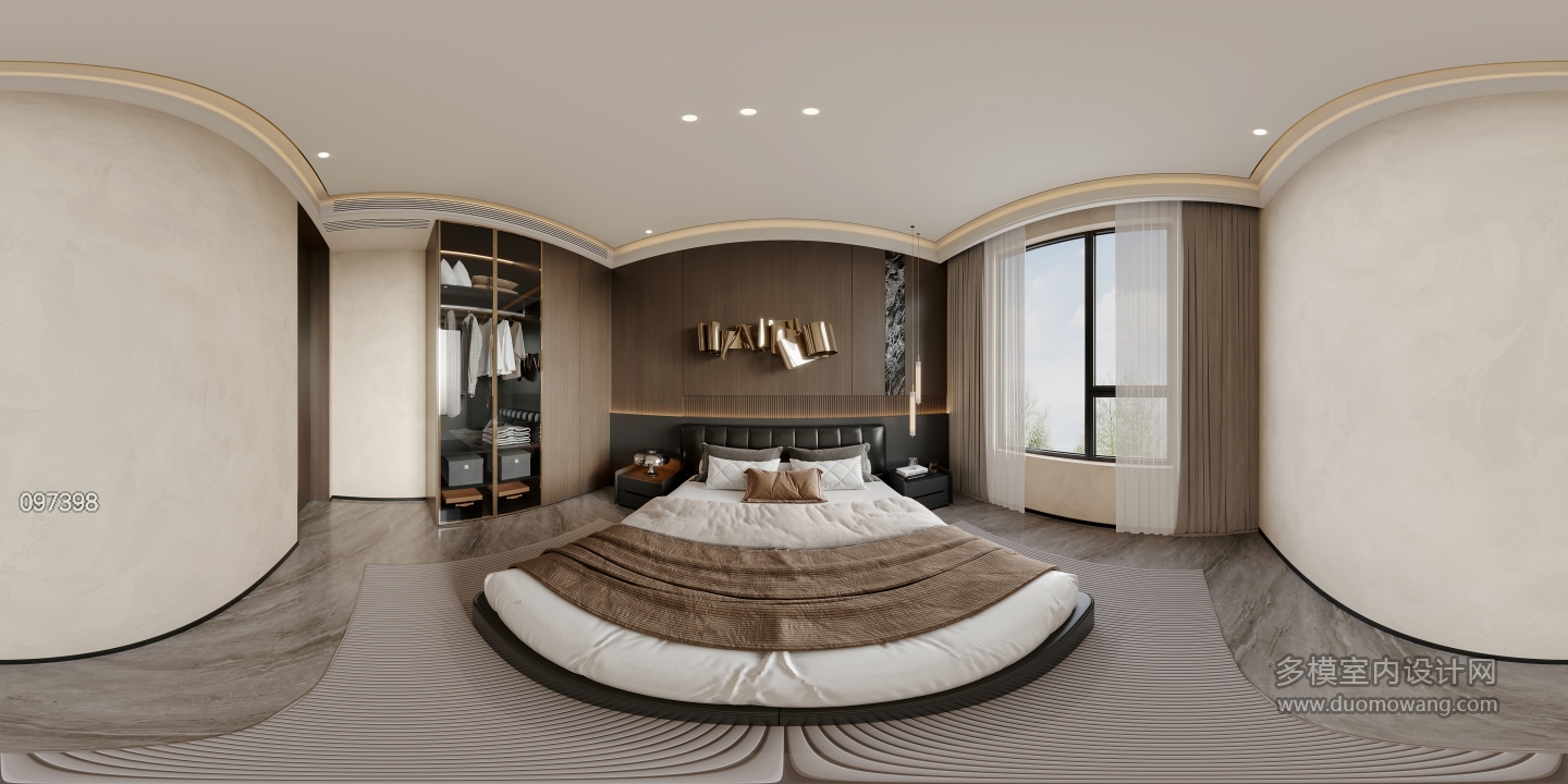 意式轻奢次卧全景