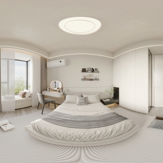 现代轻奢次卧全景