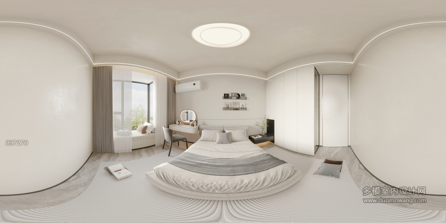 现代轻奢次卧全景