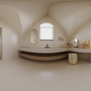 现代奶油卫生间全景