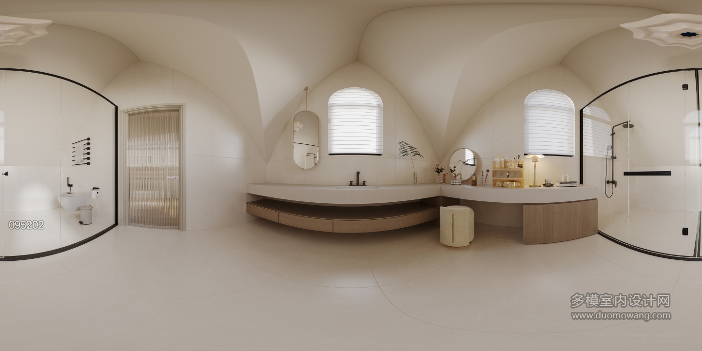 现代奶油卫生间全景