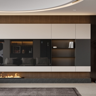 意式_电视背景墙特写