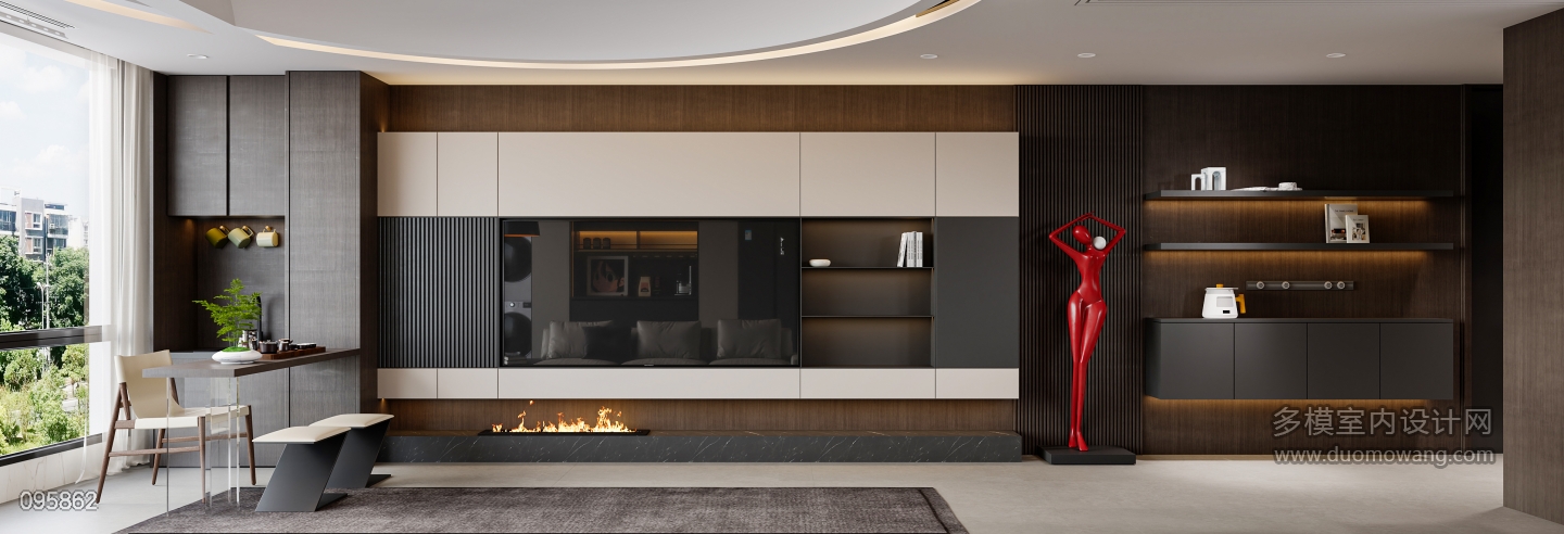 意式_电视背景墙特写