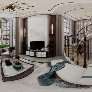 新中式客厅全景