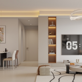 现代客餐厅_电视墙