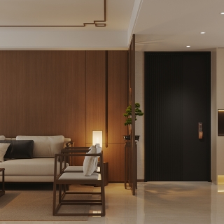 新中式客厅沙发背景墙