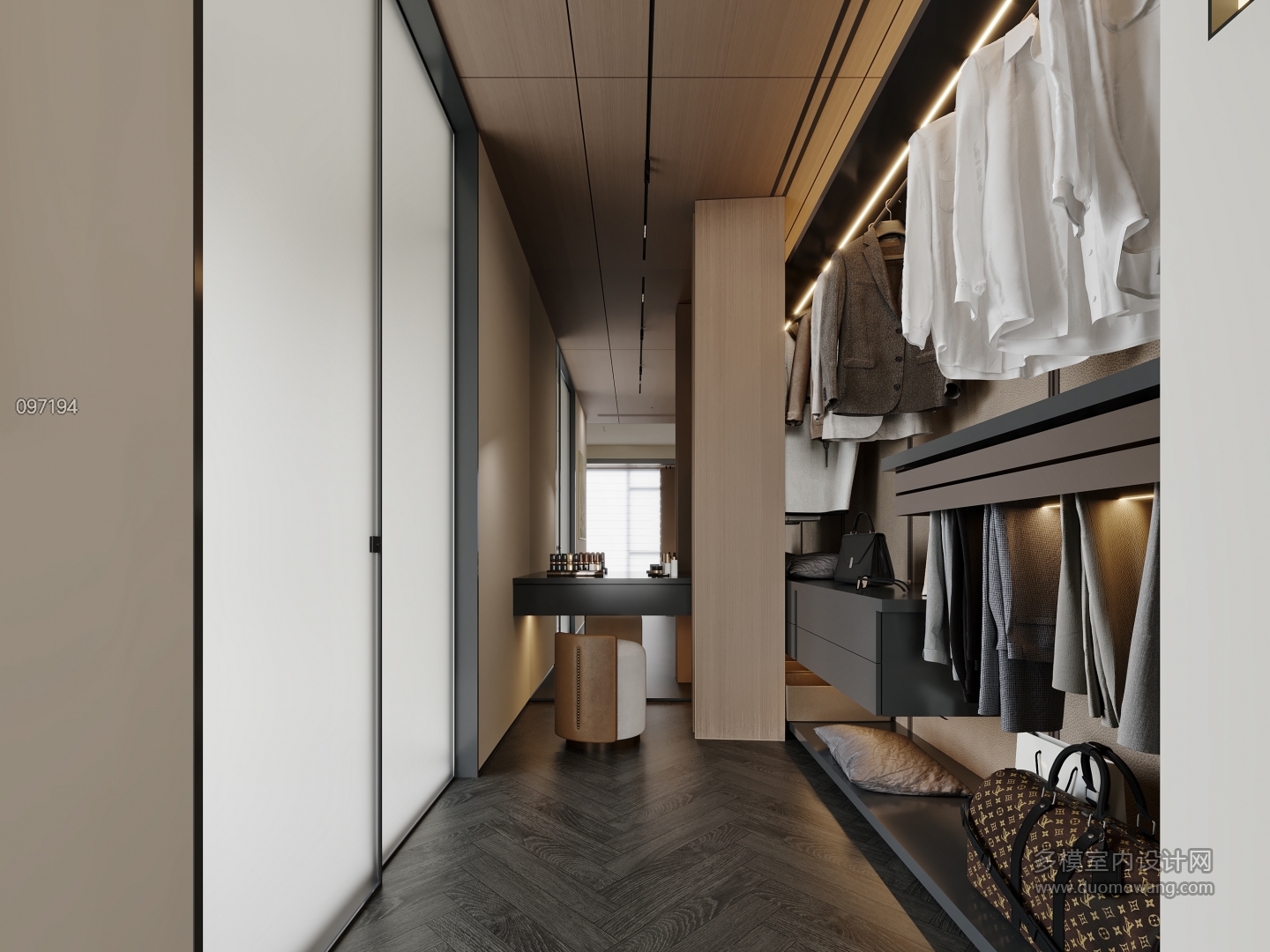 现代轻奢衣帽间特写