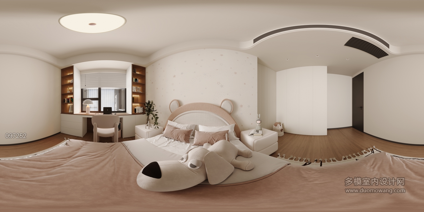 意式极简女儿房全景