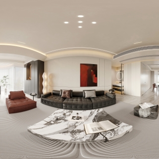 现代轻奢客厅全景