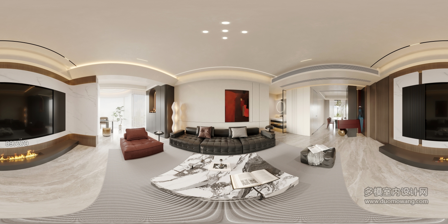 现代轻奢客厅全景