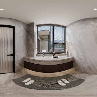 新中式套房卫生间全景