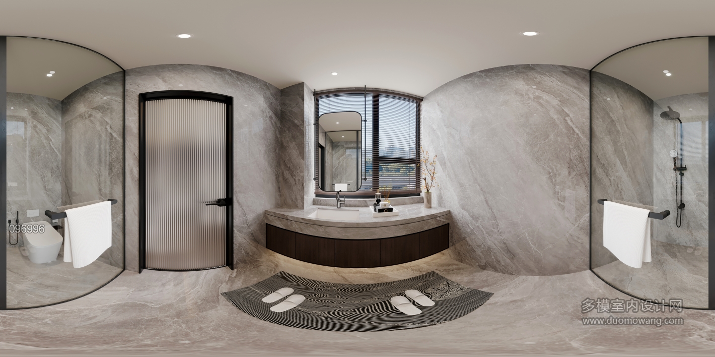 新中式套房卫生间全景