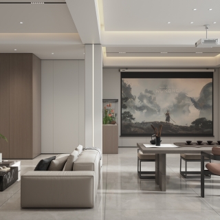 新中式客厅投影幕