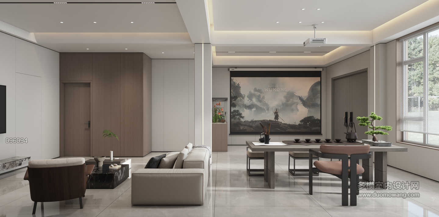 新中式客厅投影幕