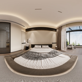 二层意式卧室-全景