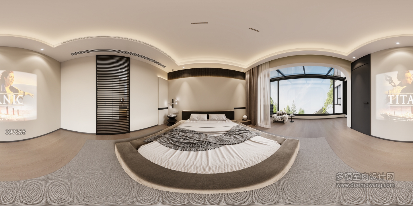 二层意式卧室-全景