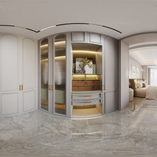 法式三层衣帽间全景