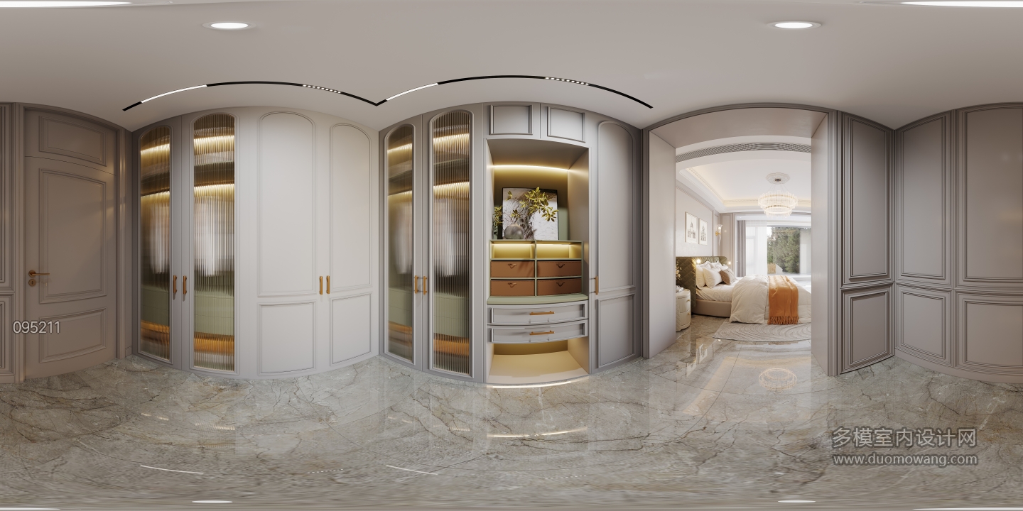 法式三层衣帽间全景