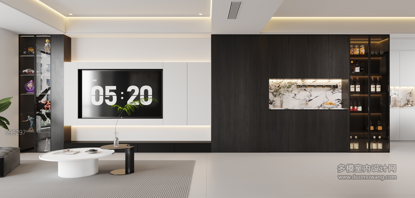 现代极简-电视墙静态