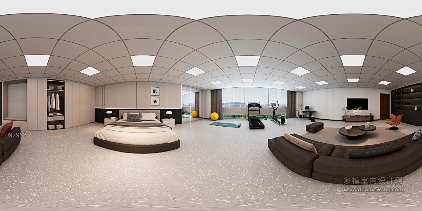 现代 主卧 全景