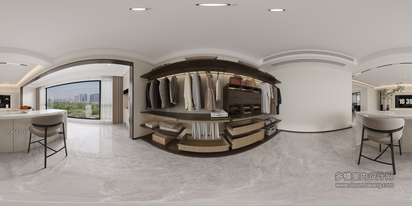 现代客厅次卧全景