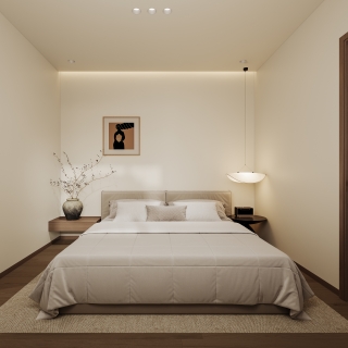 现代奶油一层卧室