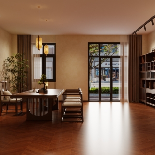 新中式茶室特写