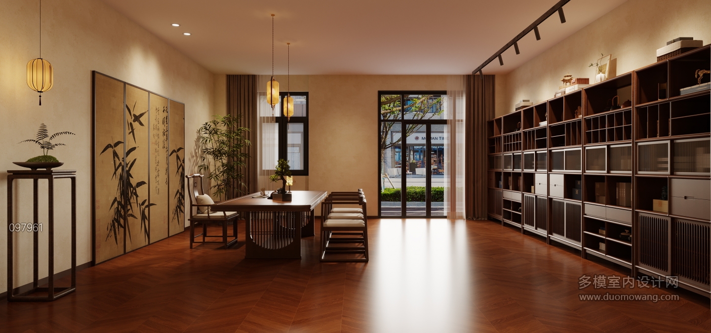 新中式茶室特写