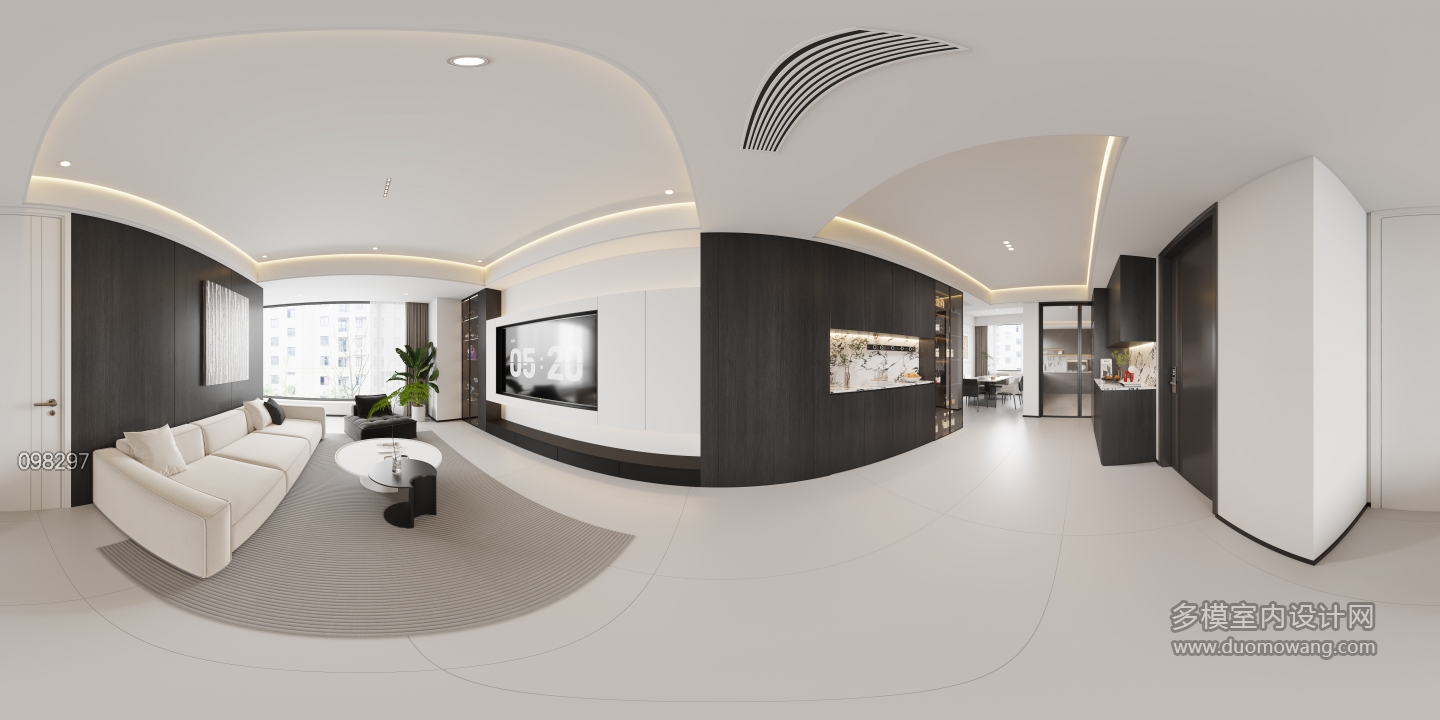 现代极简客餐厅全景