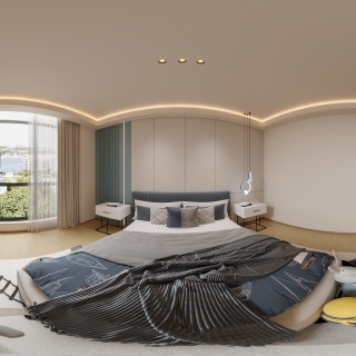 现代男孩房全景