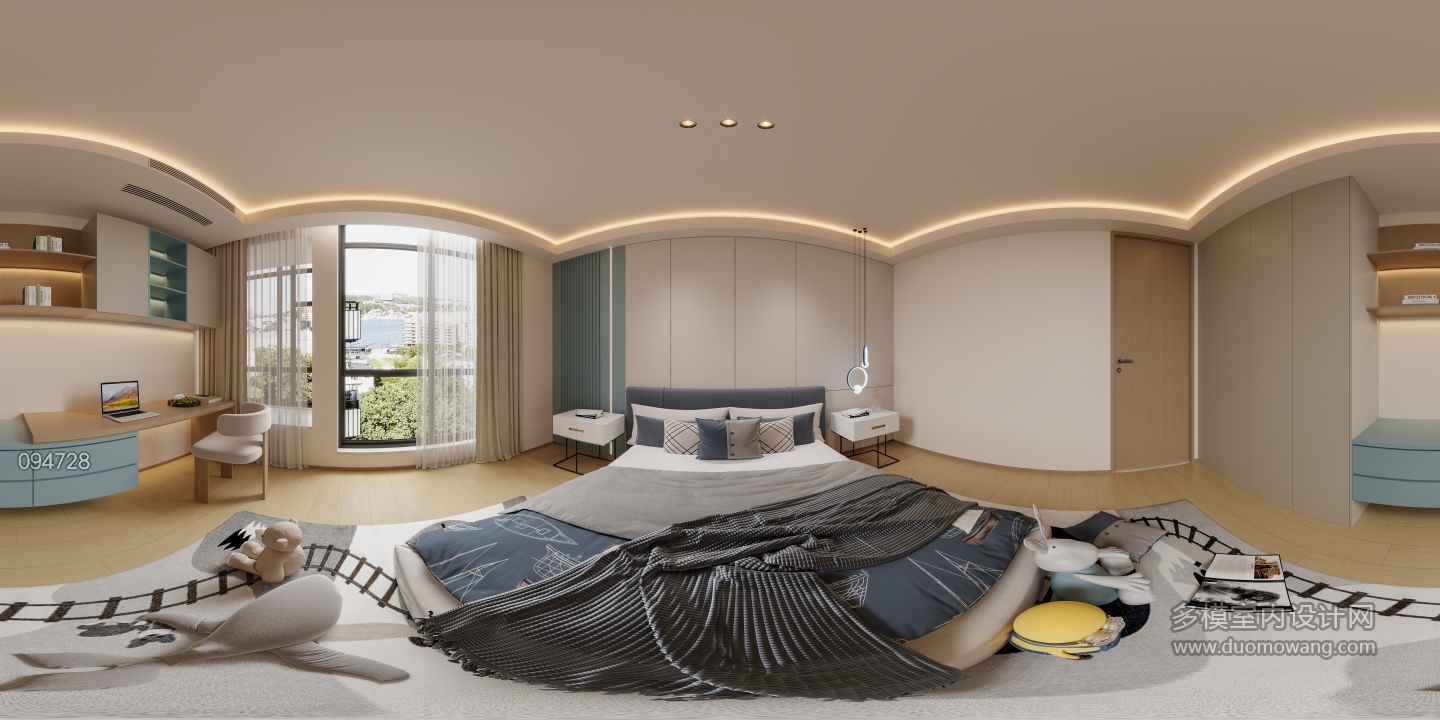 现代男孩房全景