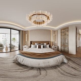 现代轻奢主卧全景