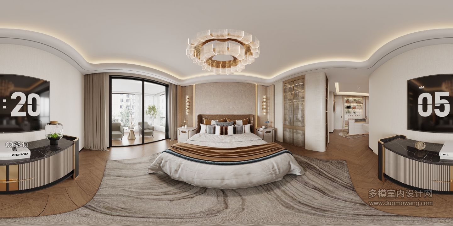 现代轻奢主卧全景