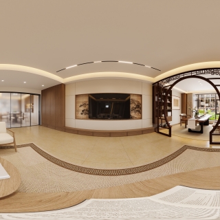 新中式客厅全景