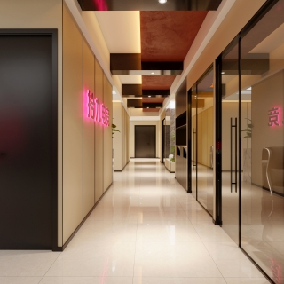 现代前台后过道特写