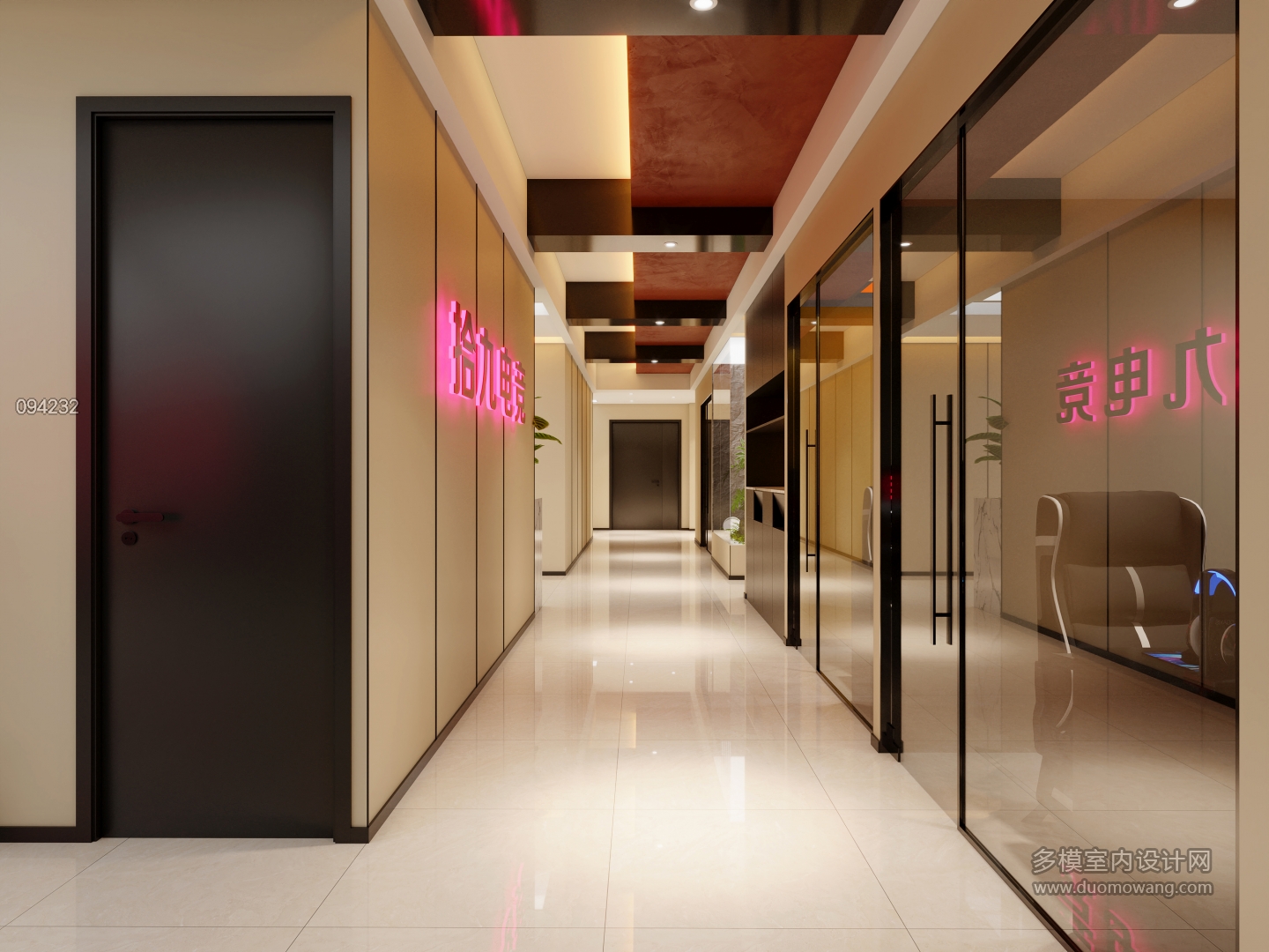 现代前台后过道特写