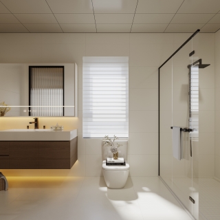 现代奶油二层主卧卫生间