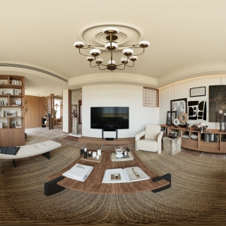 美式自然风一楼客厅360