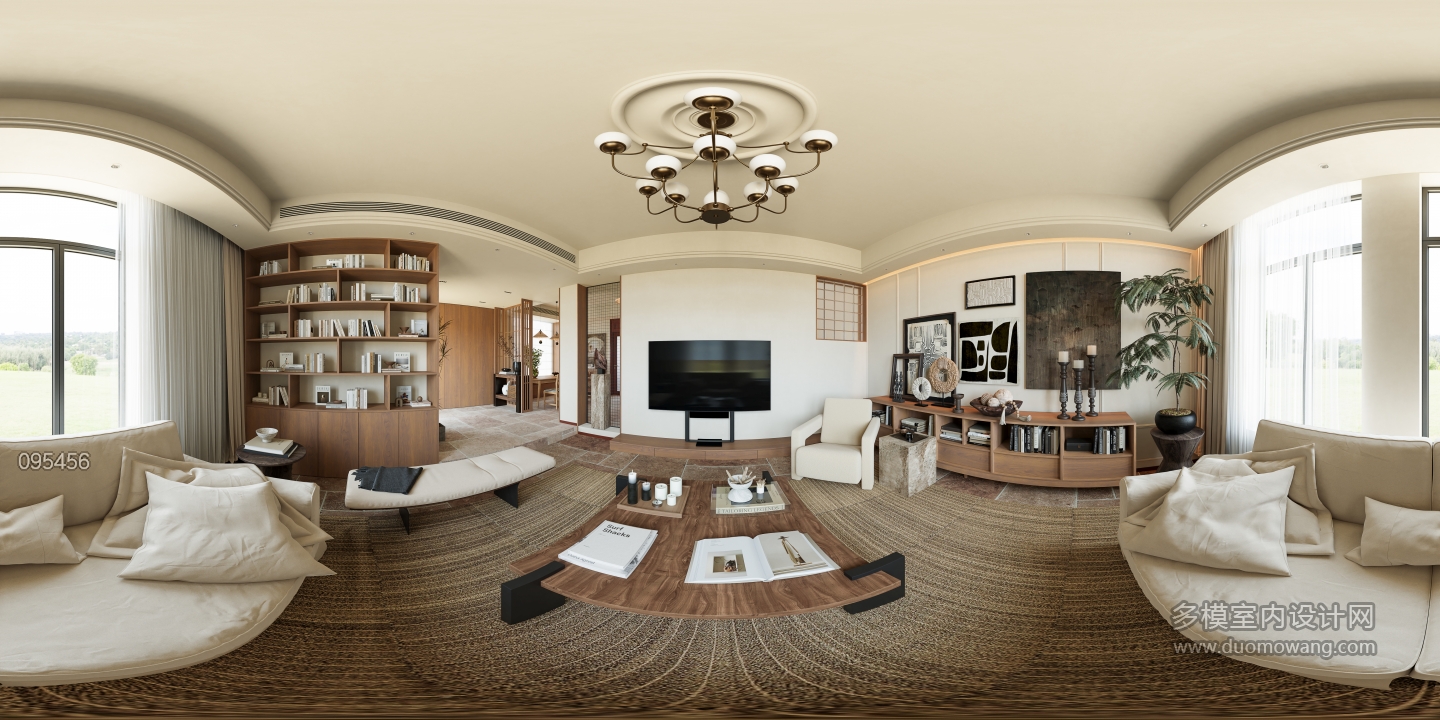 美式自然风一楼客厅360