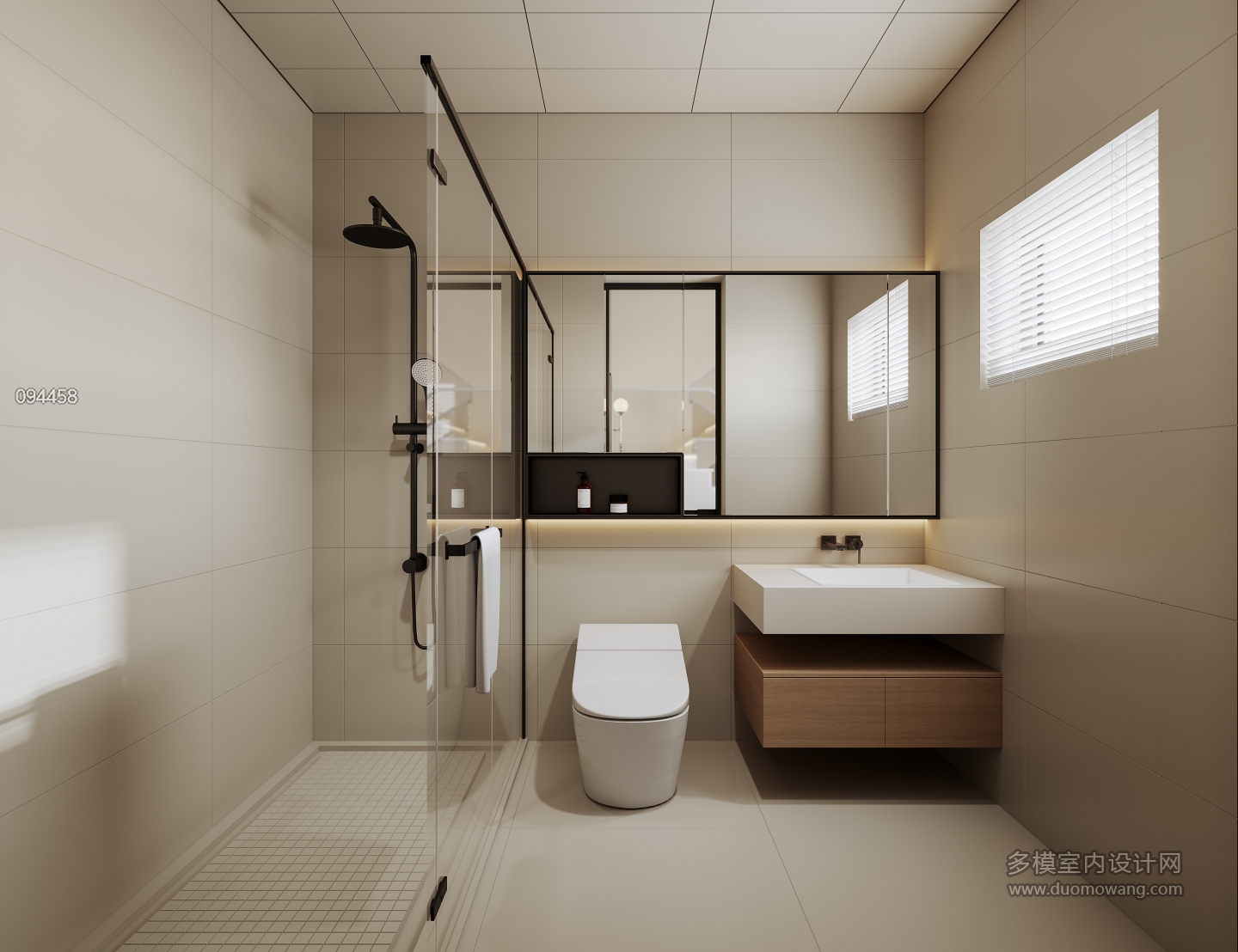 现代奶油一层公共卫生间