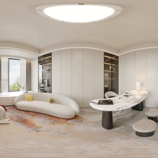 现代轻奢书房全景