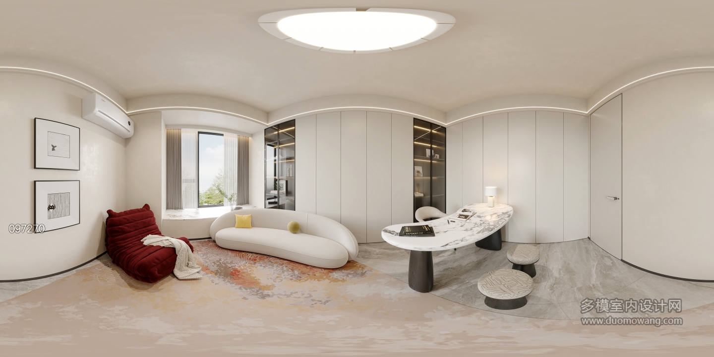 现代轻奢书房全景