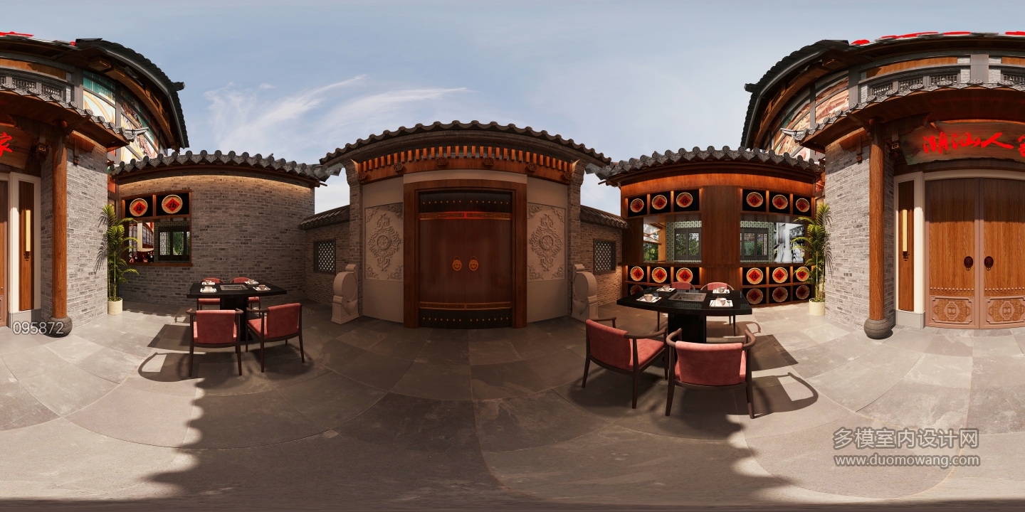 新中式潮汕火锅店前院 (1)