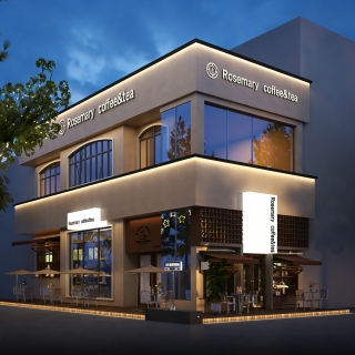 咖啡店门头透视