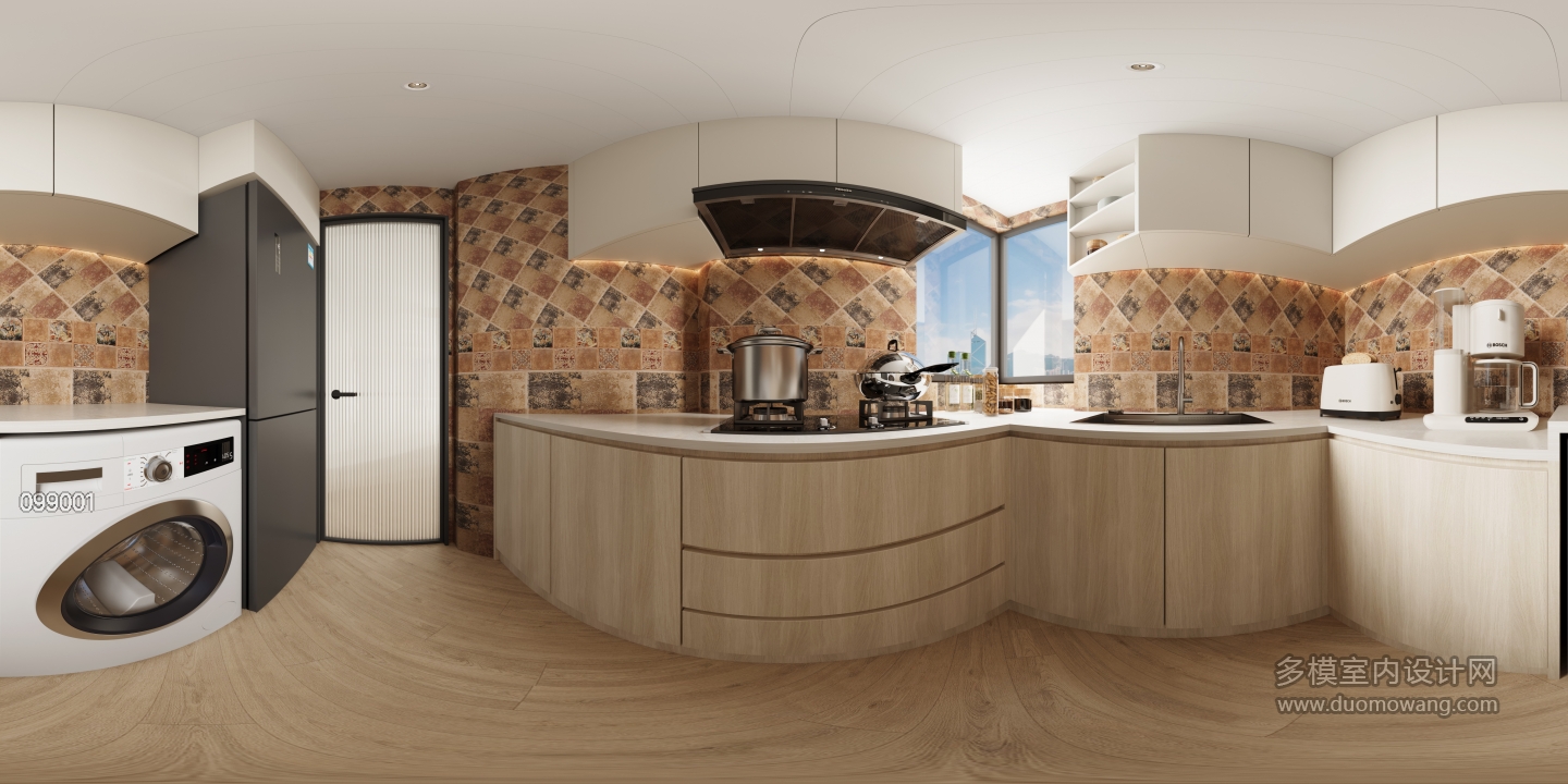 现代简约厨房全景