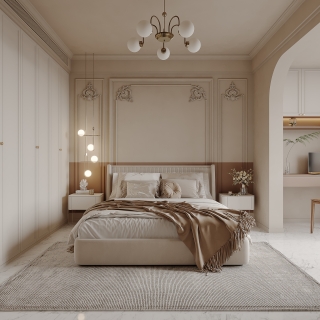 法式一层卧室特写