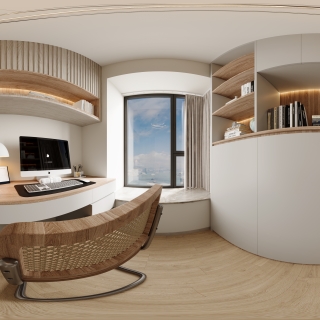 现代简约书房全景
