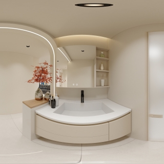 现代奶油洗手区