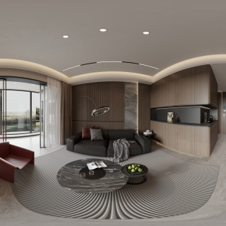 现代 意式 客厅 全景