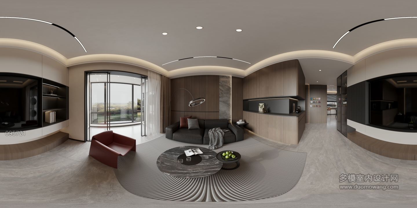 现代 意式 客厅 全景